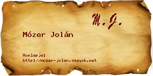 Mózer Jolán névjegykártya
